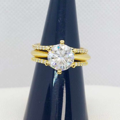 3ct Moissanite Diamond Ring in Gold Plated Sterling Silver