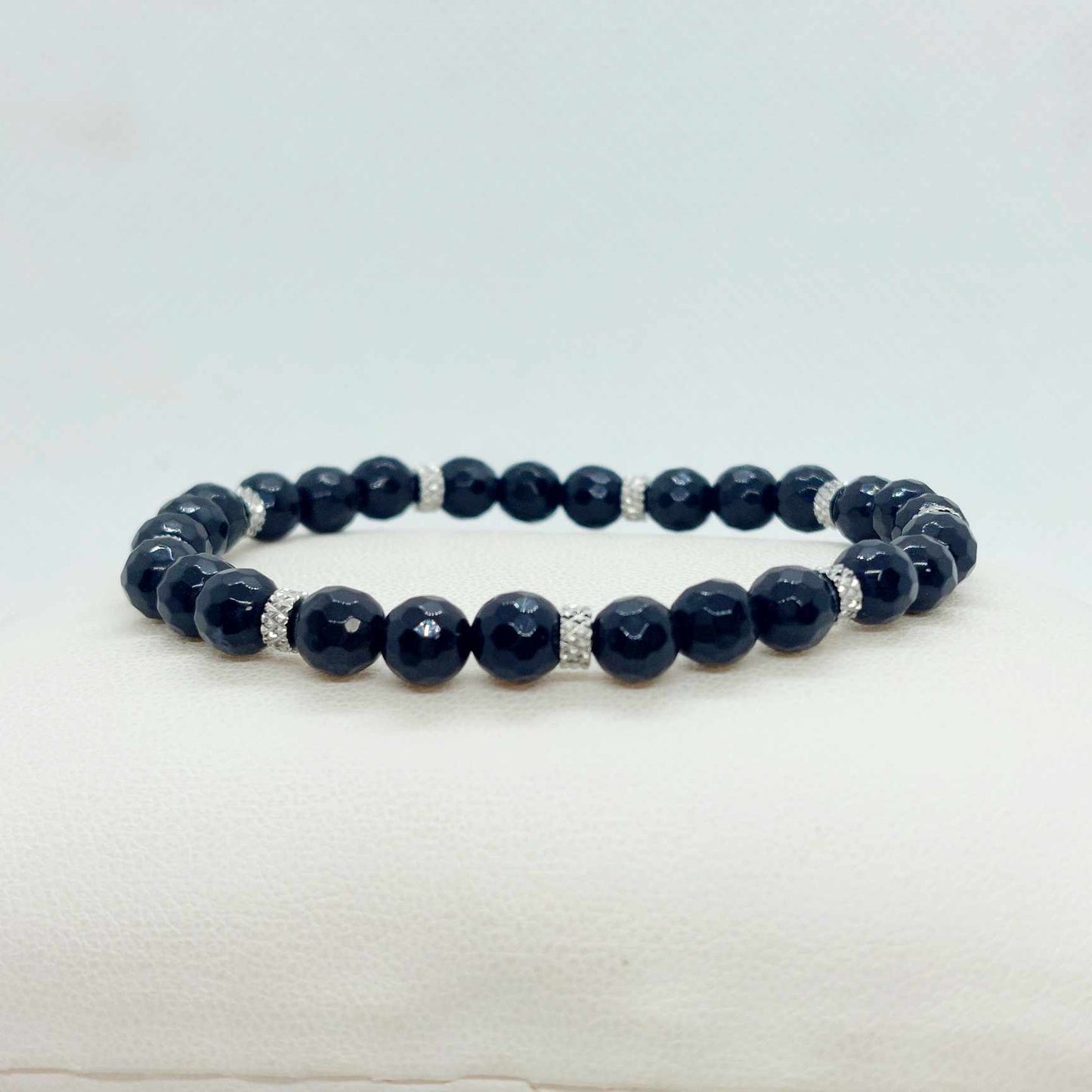 Natural Black Agate Bracelet in 6mm Natural Stones