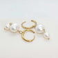 Natural Freshwater Pearl Dangle Hoop Earrings in Gold Plated Stainless Steel