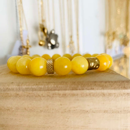 Natural Yellow Jade Bracelet with 1Omm Stones