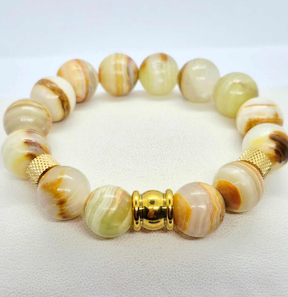 Natural Striped Agate Bracelet in 12mm Stones