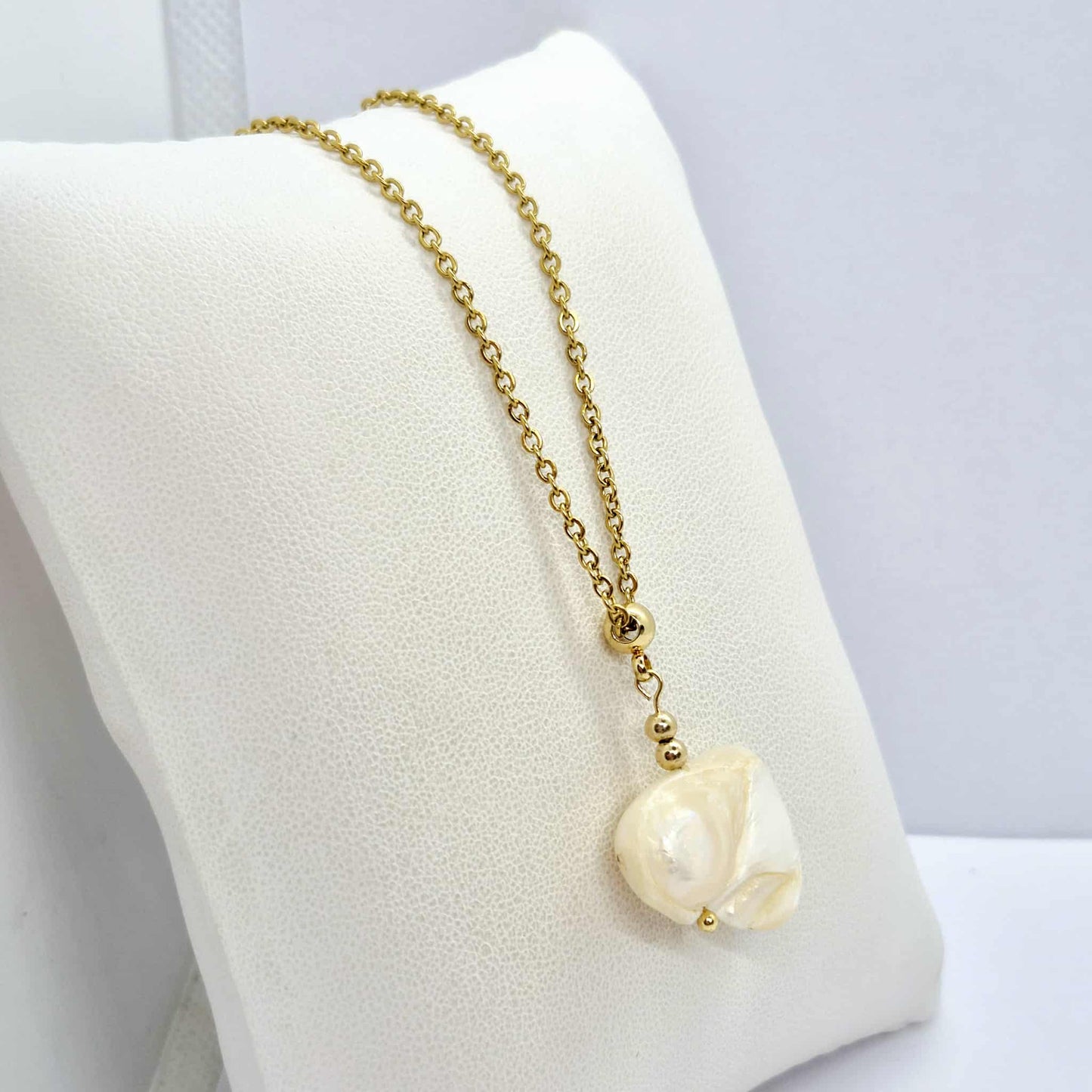 Natural Baroque Pearl Pendant with Gold Plated Chain Necklace
