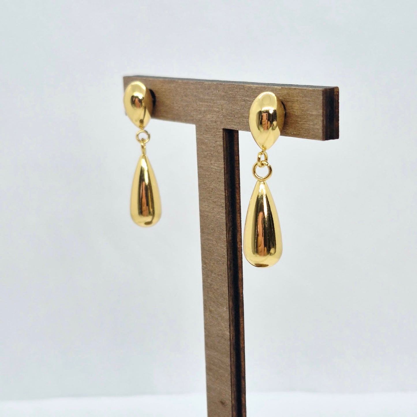 RainDrop Dangle Earrings in Stainless Steel Gold Plating