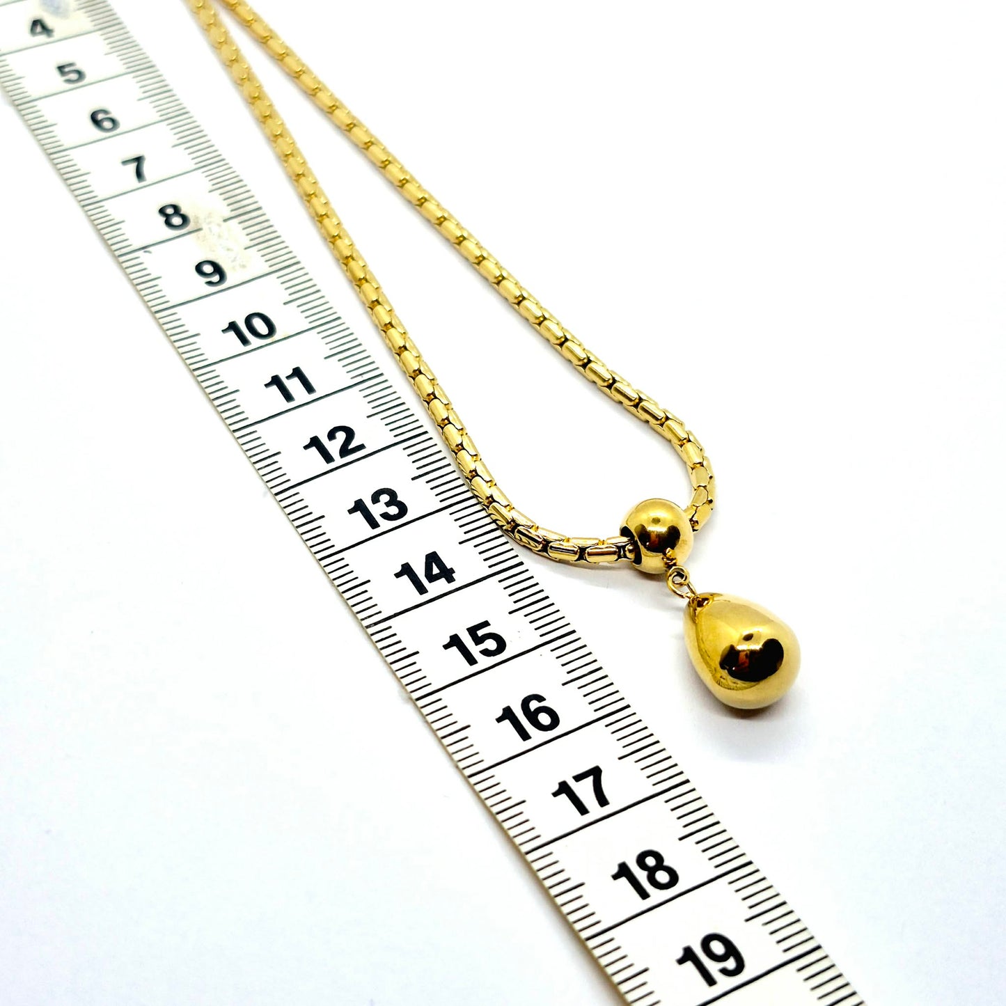 Raindrop Pendant Necklace in Gold Plated Stainless Steel