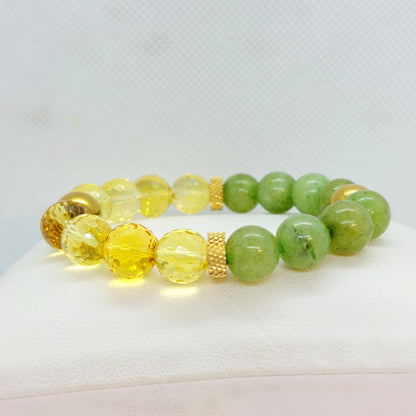 Natural Peridot and Citrine Bracelet with 10mm Stones