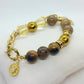 Natural Stone Bracelet with Brown Jade, Citrine, Tiger Eye and Hematite in 12mm Stones