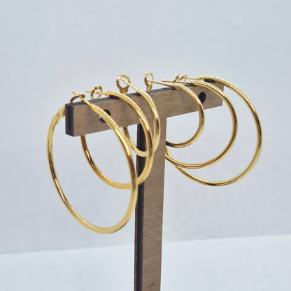 Stainless Steel Gold Plated Hoop Earrings
