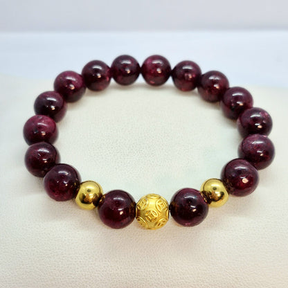 Natural AAA Ruby Stone Bracelet in 10mm Stones