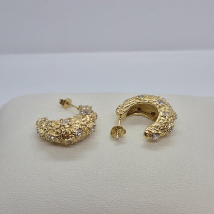 Large Half Hoop Earrings in Gold Plated Stainless Steel