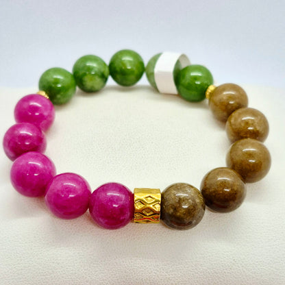 Natural Mixed Tourmaline Bracelet in 12mm Stones