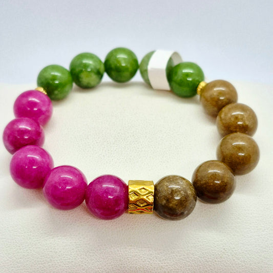 Natural Mixed Tourmaline Bracelet in 12mm Stones