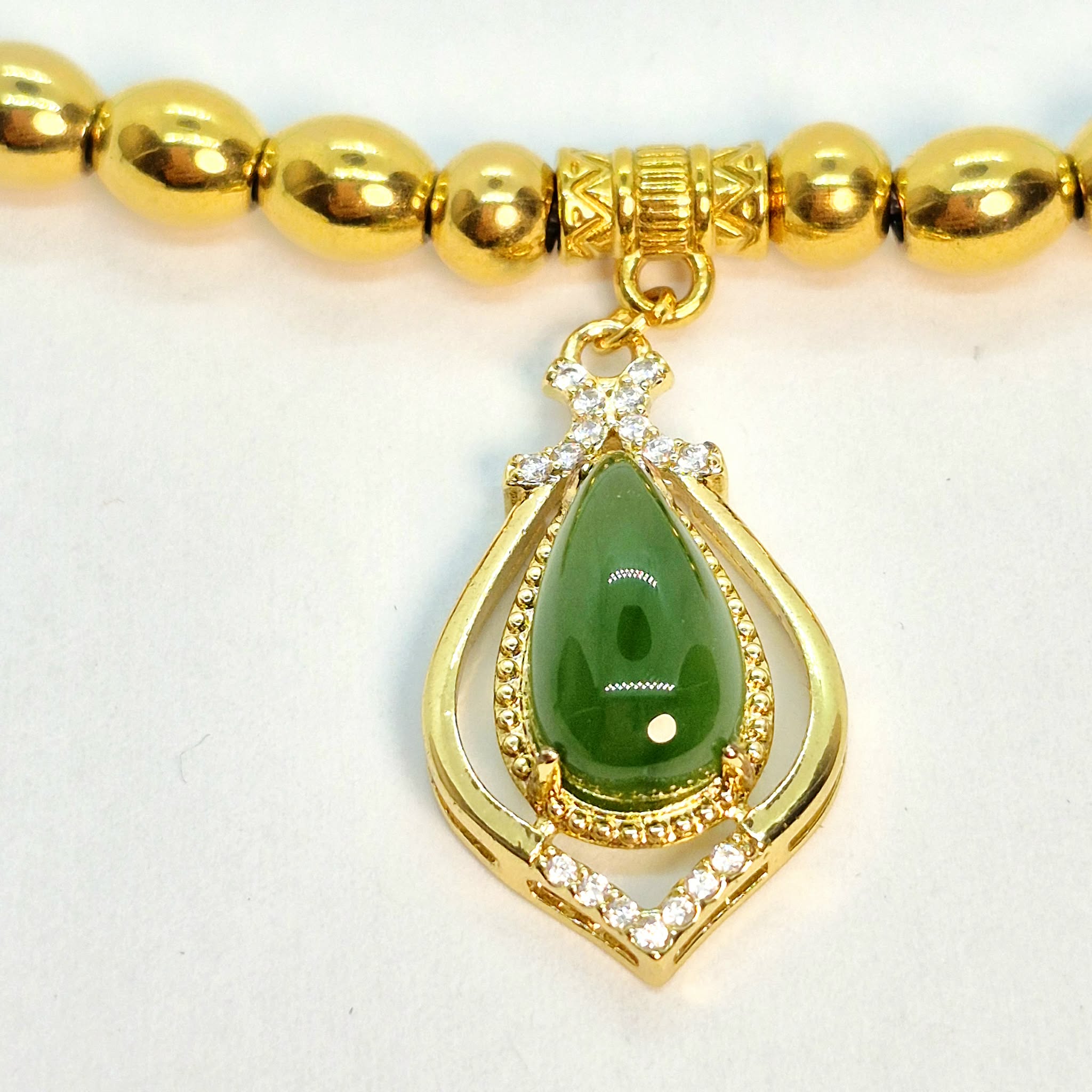Natural Green Jasper Necklace Choker in 6mm Stones with Hetian
