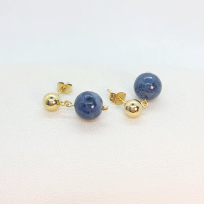 Natural AAA Sapphire Stone Set in 10mm Stones with Stainless Steel Gold Plated