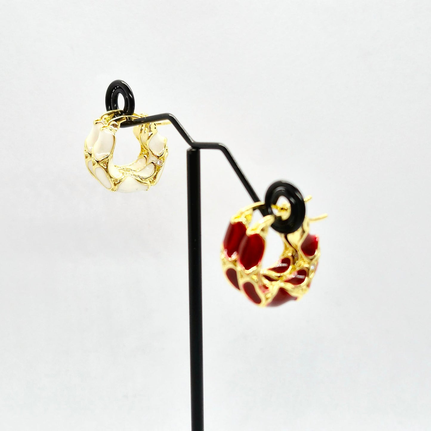 Enamel Hoop Earrings in Gold Plated Stainless Steel