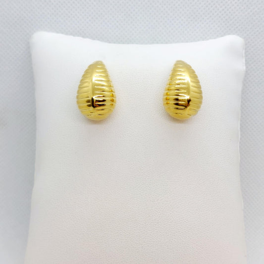 Large Rain Drop Stud Earrings in Gold Plated Stainless Steel