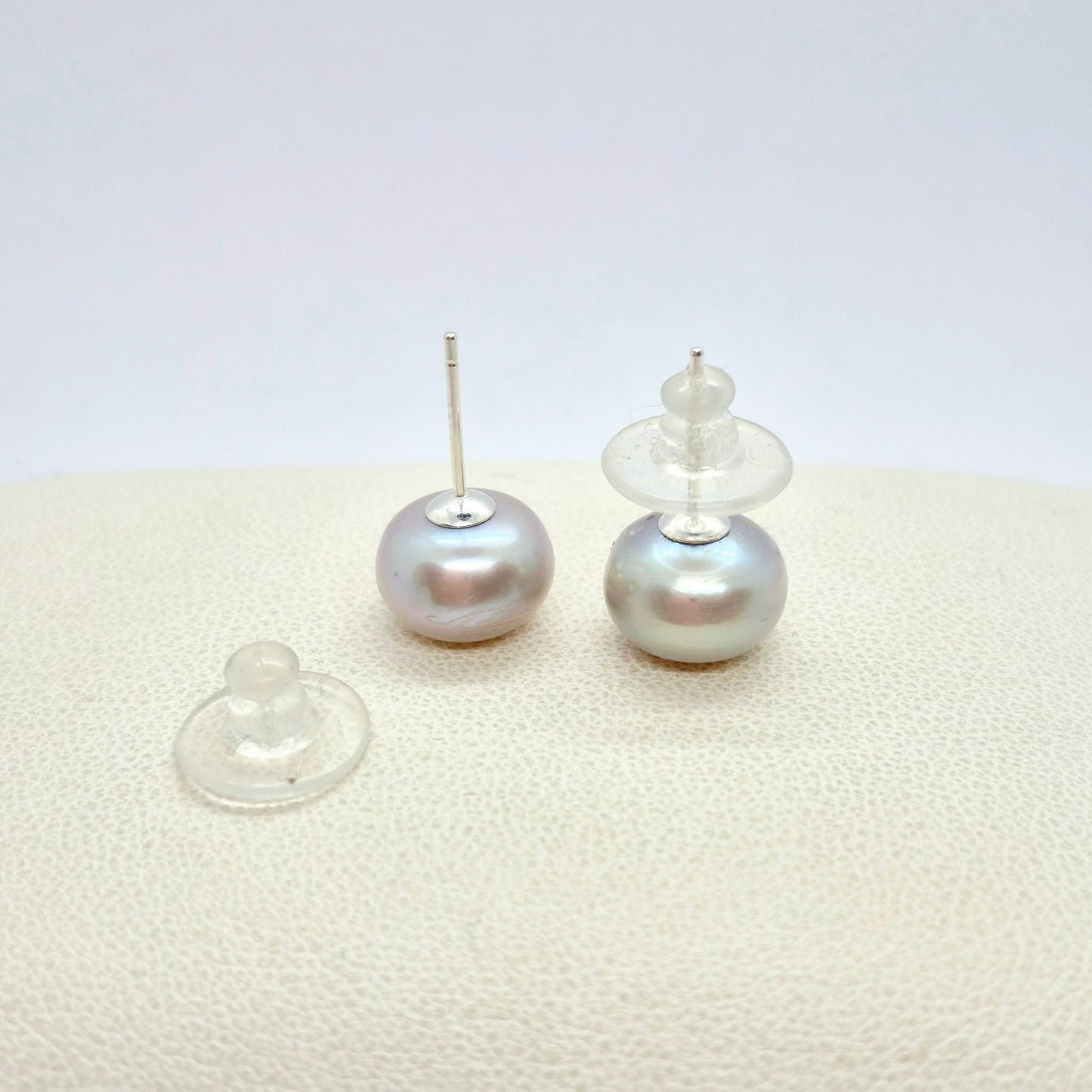 Natural 11mm Grey Pearl Stud Earrings in Sterling Silver