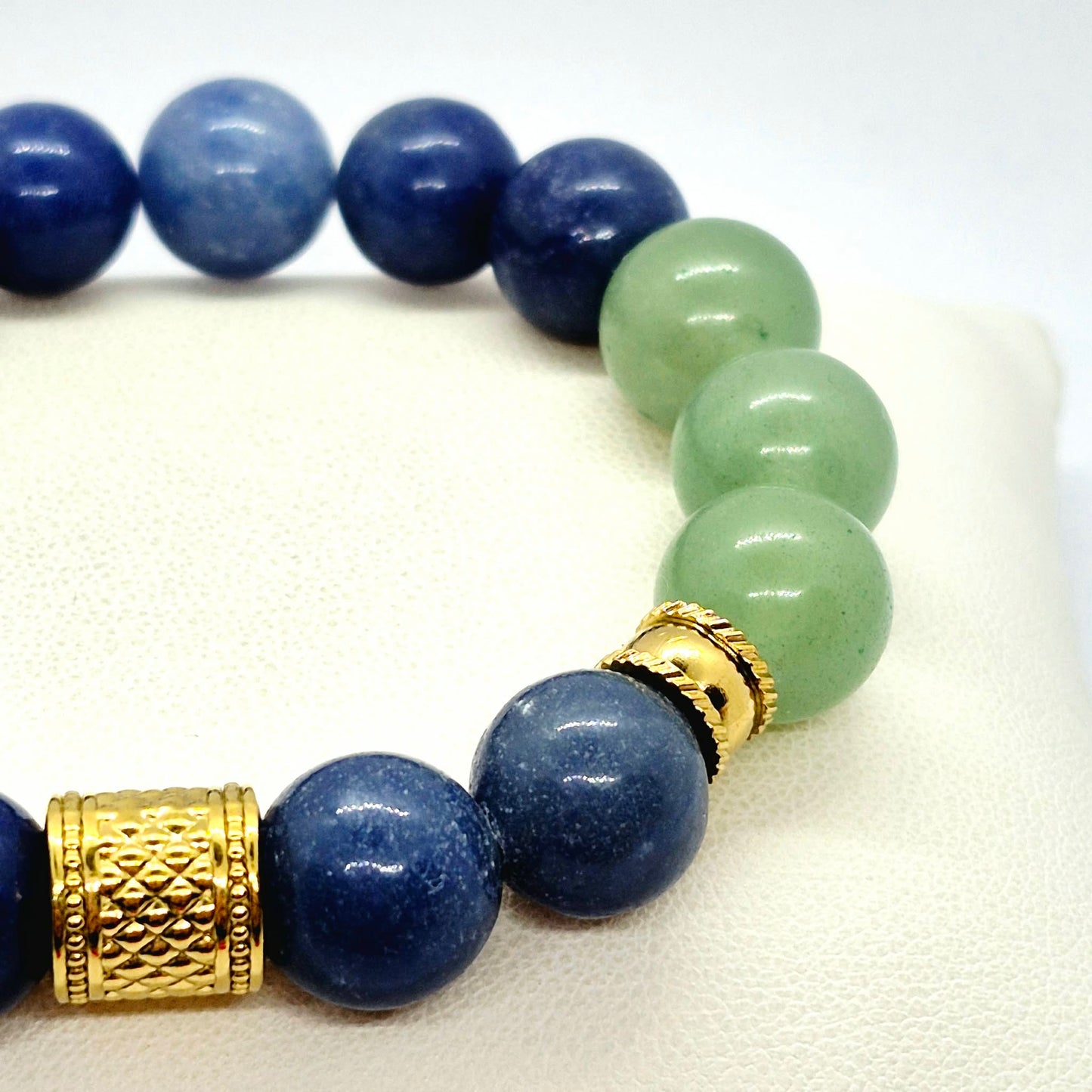 Natural Green and Blue Aventurine Bracelet in 12mm Stone