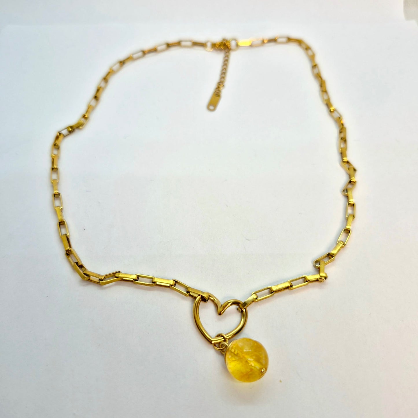 Natural Citrine Set in Gold Plated Stainless Steel with Silver Pixiu