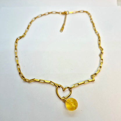 Natural Citrine Set in Gold Plated Stainless Steel with Silver Pixiu