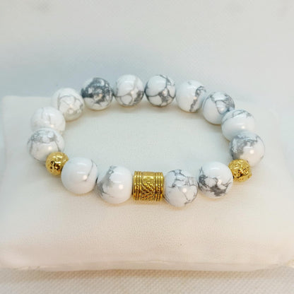 Natural White Howlite Bracelet in 10-12mm Stones