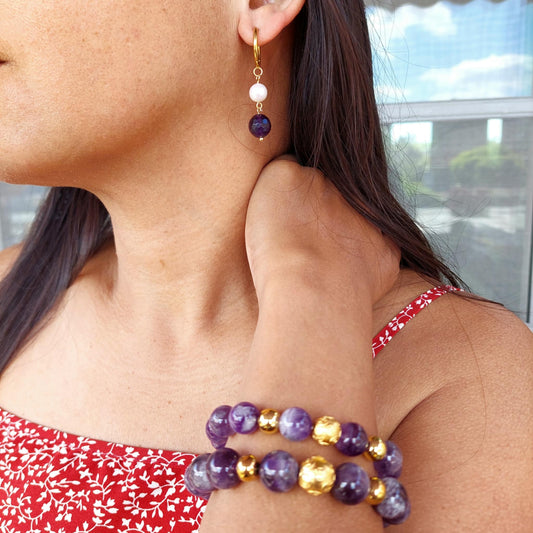 Natural Amethyst Bracelet in 10-12-14 mm Stones