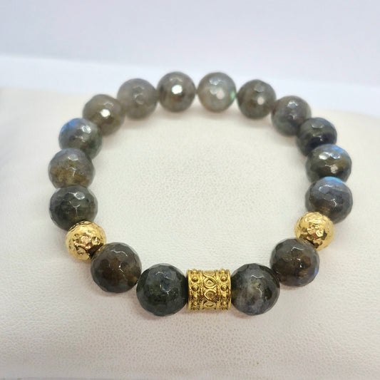 Natural Faceted Labradorite Bracelet in 10mm Stones