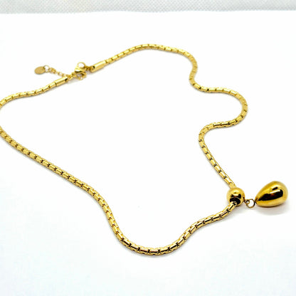Raindrop Pendant Necklace in Gold Plated Stainless Steel