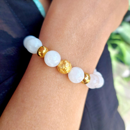 Natural Rainbow Moonstone Bracelet in 10mm Stones