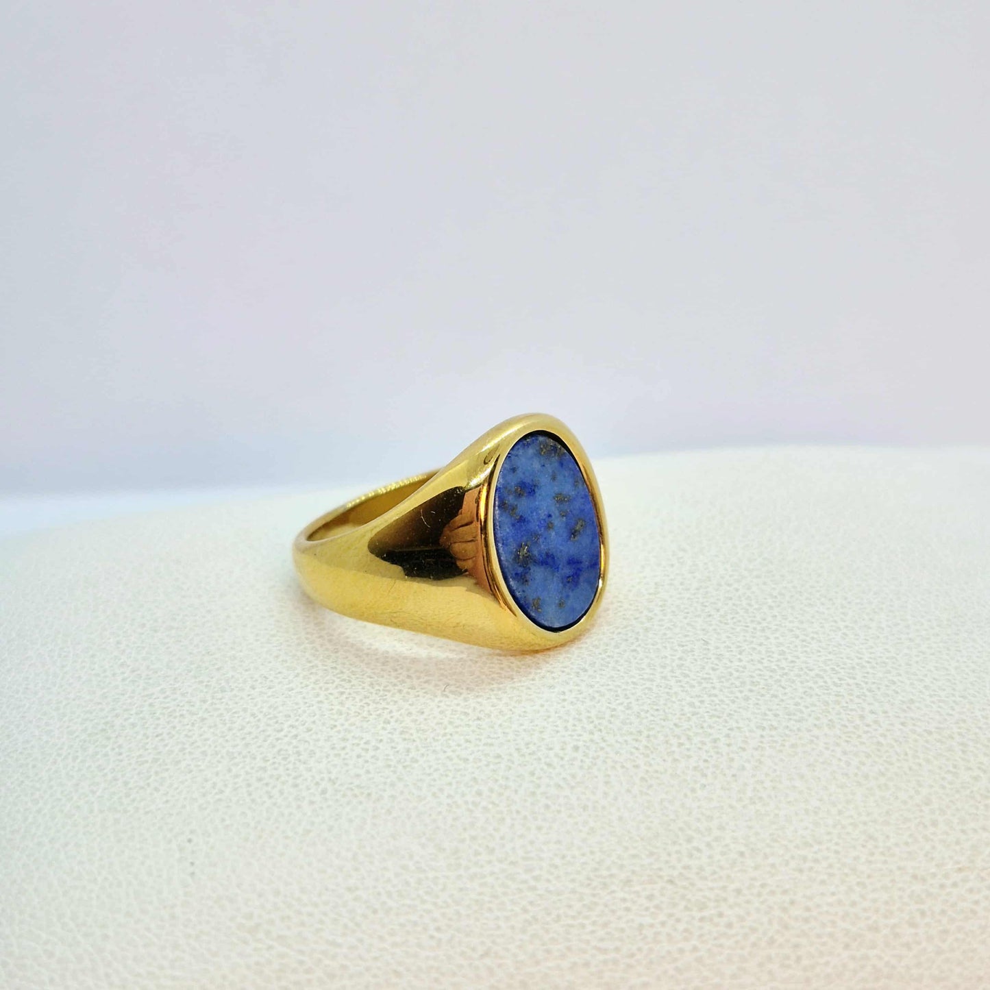 Natural Stone Ring in Gold Plated Stainless Steel, Lapis, Red Onyx and Turquoise