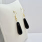 Natural Black Agate Dangle Earrings in Gold Plated Stainless Steel