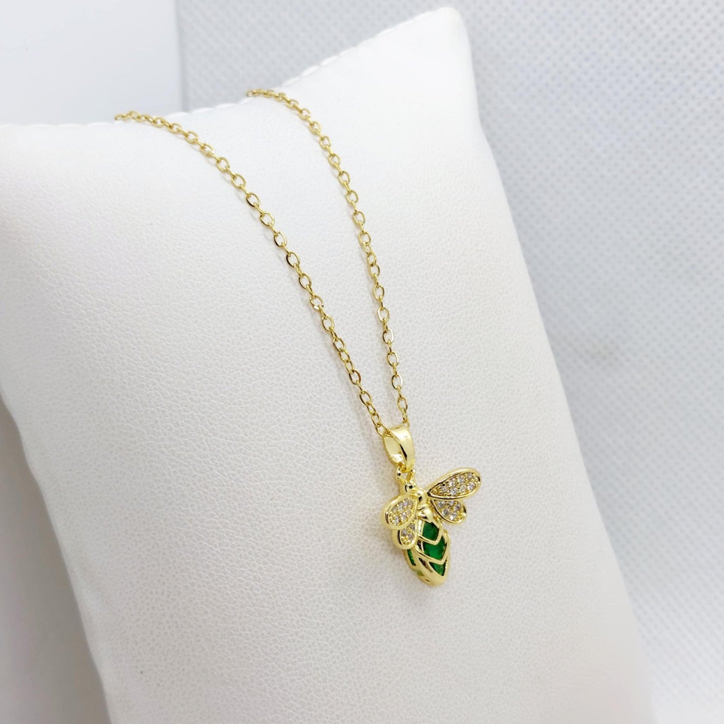 Dragonfly Pendant in Zircon with Gold Plated Stainless Steel with Chain Necklace