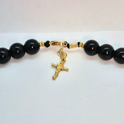 Natuurlijke Obsidiaan Halsketting Choker met 12mm Stenen en Obsidiaan Negenstaartige Vos Hanger