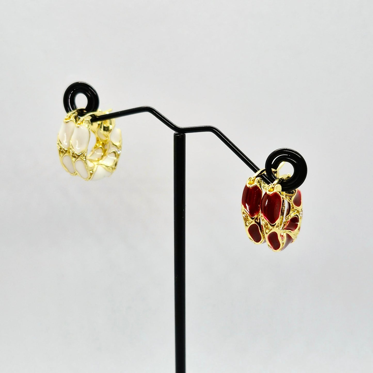 Enamel Hoop Earrings in Gold Plated Stainless Steel