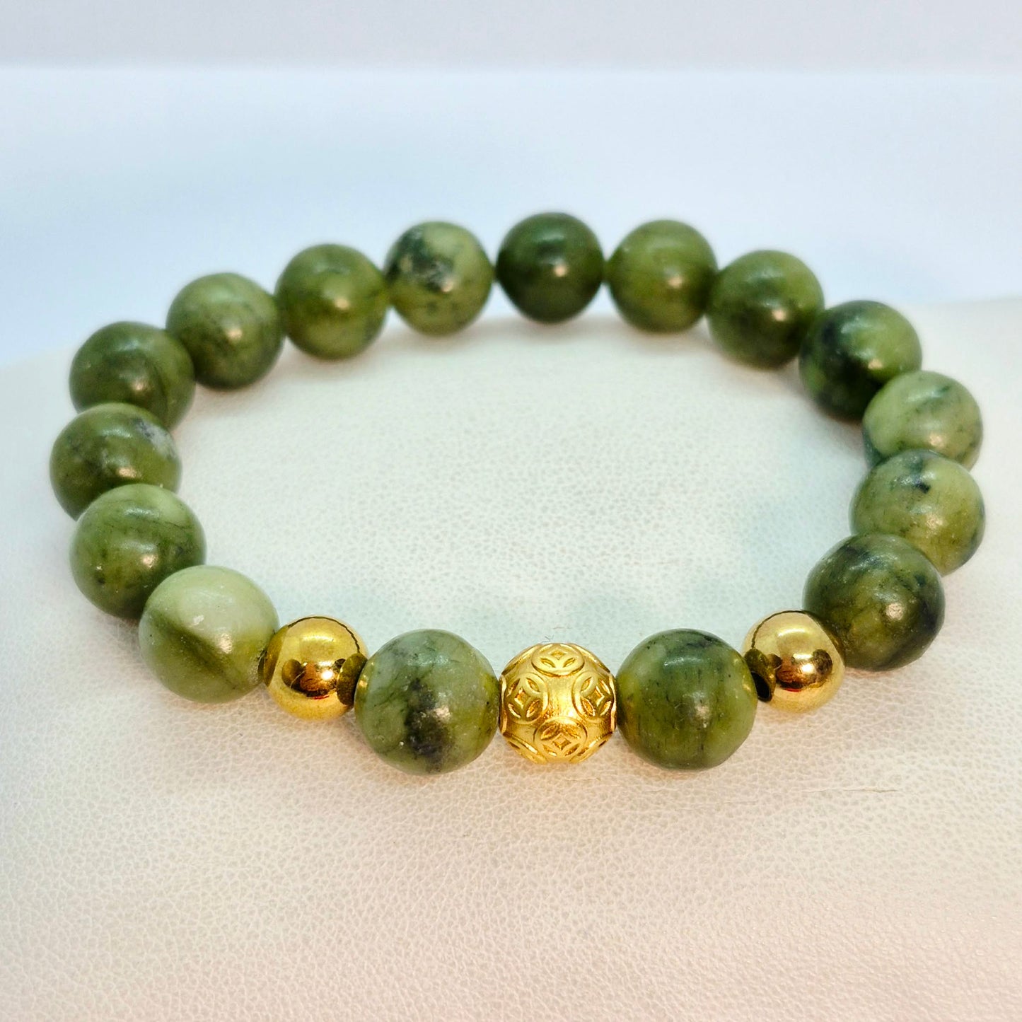 Natural Canadian Jade Bracelet in 10mm Stones