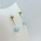 Natural 10mm Aquamarine Stone Earrings in Gold Plated Stainless Steel