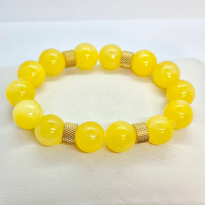 Natural Yellow Jade Bracelet in 10 and 12mm Stones