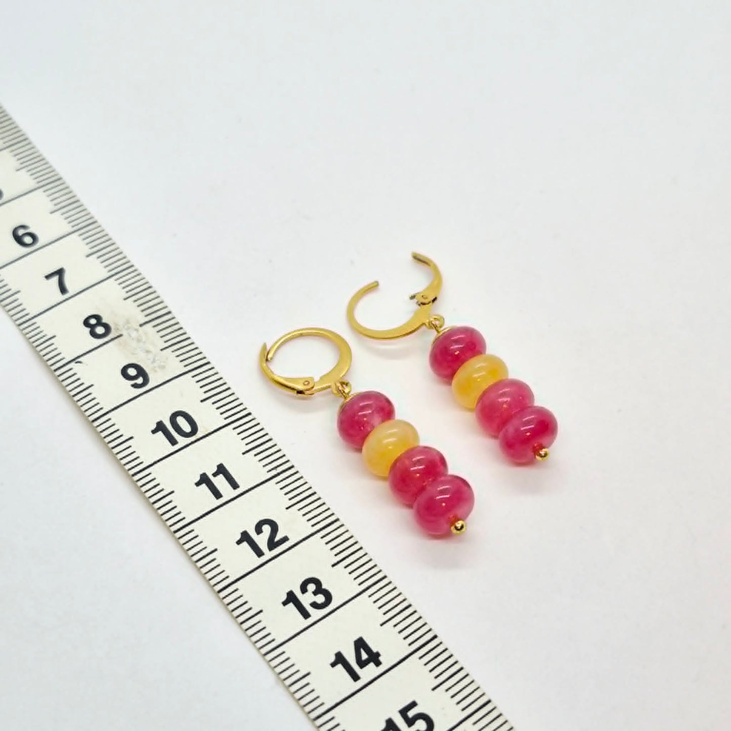 Natural Chalcedony Dangle Earrings in Stainless Steel Gold Plated