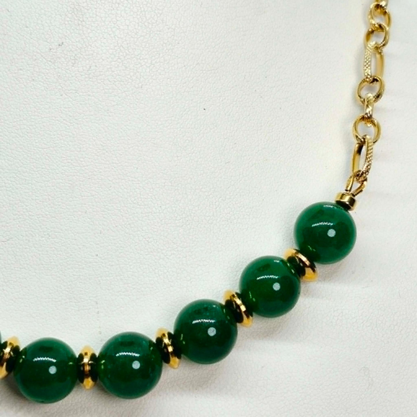 Natural Hetian Jade Set in 12mm Stones and Gold Plated Stainless Steel with Chain Necklace