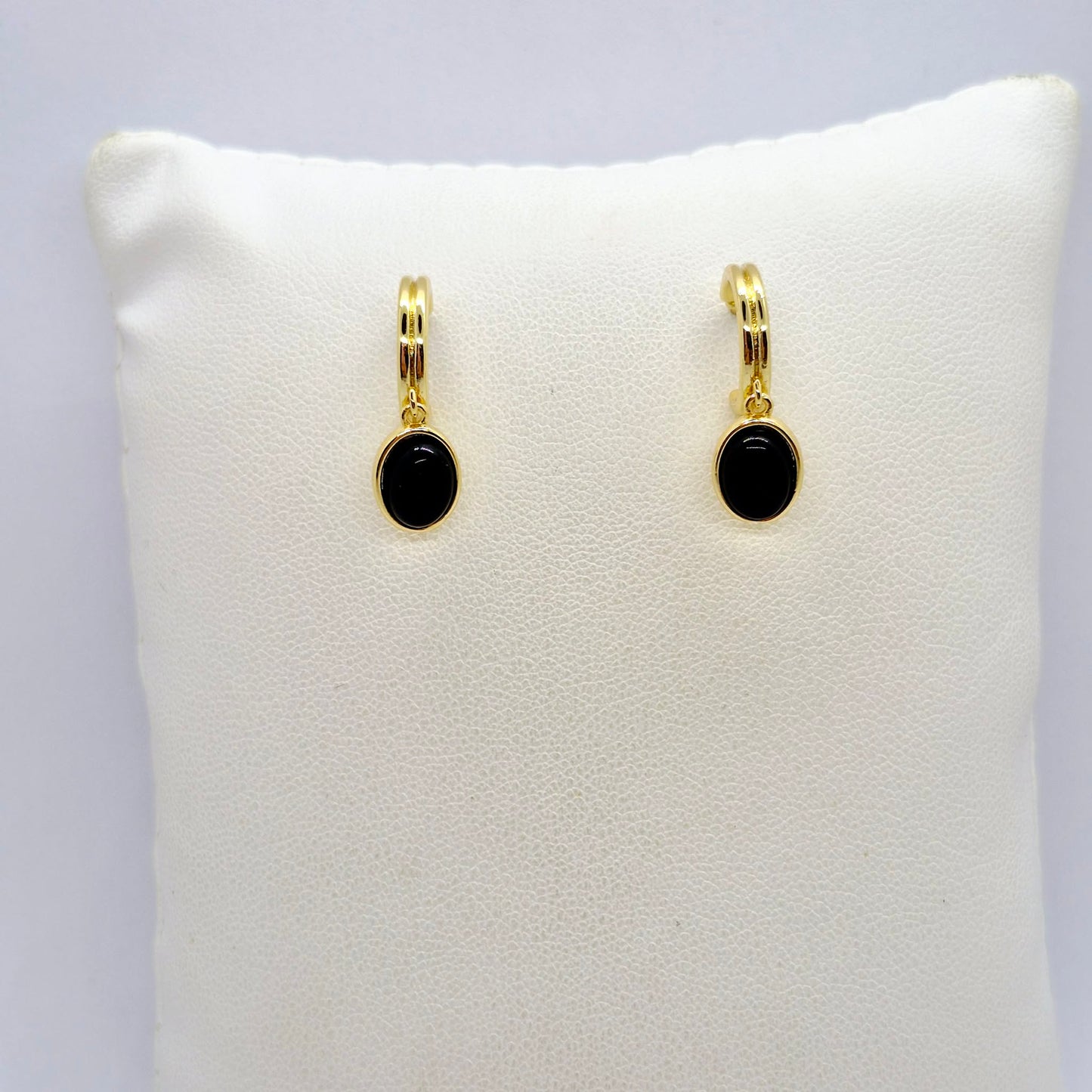 Natural Obsidian Earrings in Gold Plated Stainless Steel