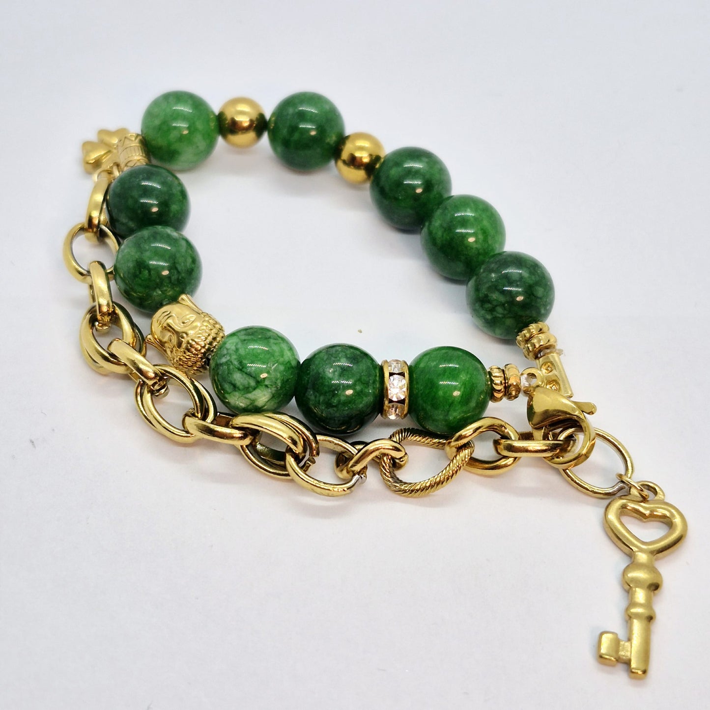 Natural Chinese Jade Bracelet in 12mm Stones
