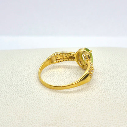 Natural 1ct Stone Ring with Topaz, Peridot or Opal in Gold Plated Sterling Silver