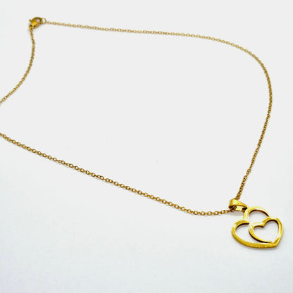 Heart in Heart Necklace in Gold Platted Stainless Steel