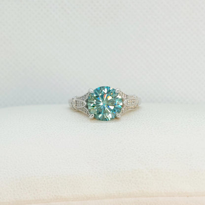 3ct Sky Blue Moissanite Diamond Ring in Sterling Silver