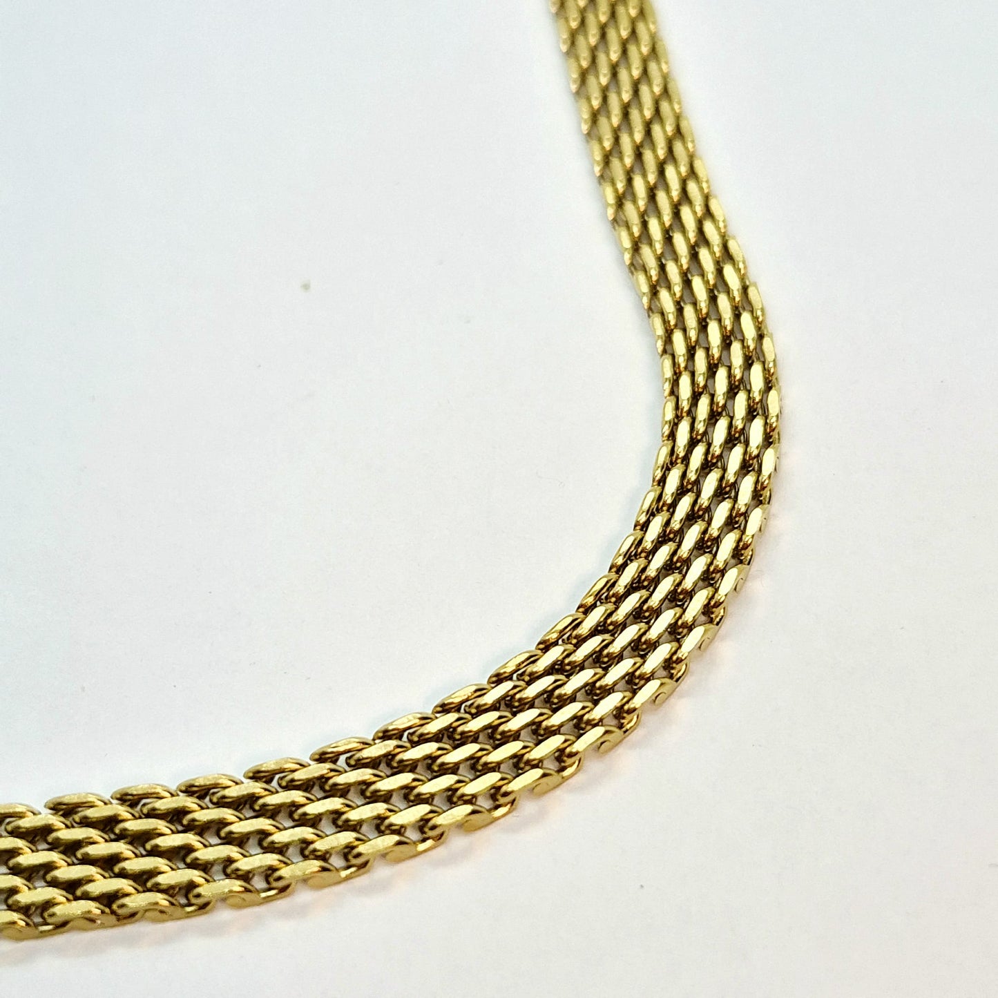 Gold Platted Stainless Steel Flat Chain Necklace Choker