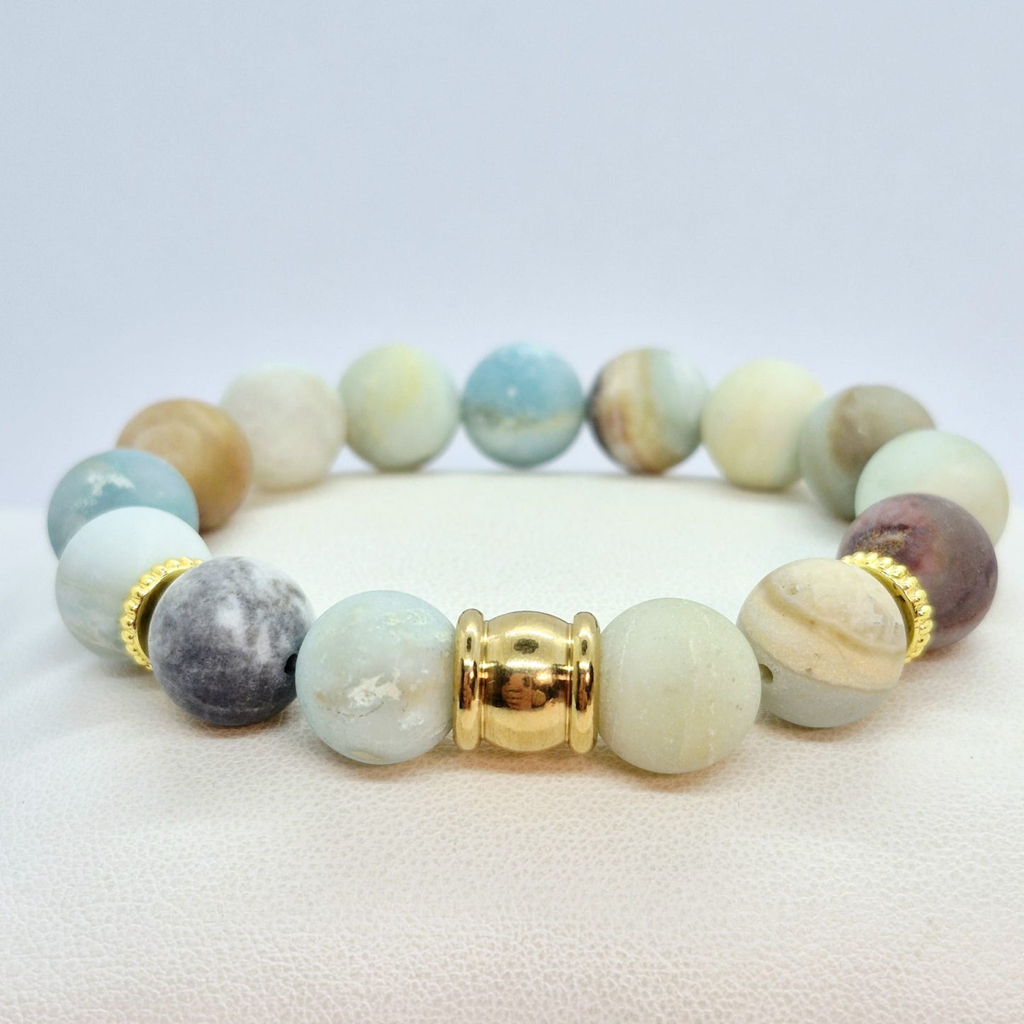 Natural Frosted Amazonite Bracelet in 12mm Stone
