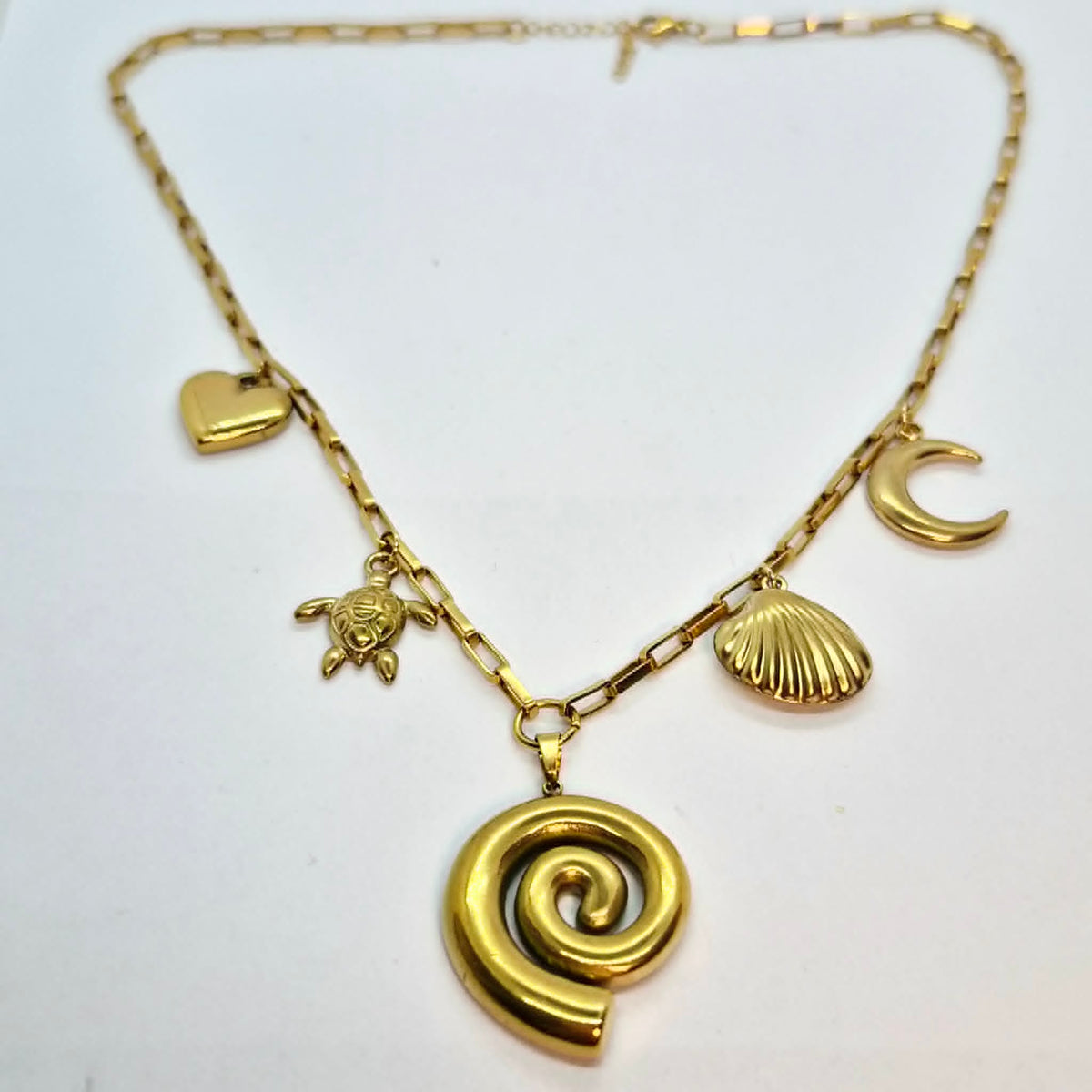 Sea Themed Necklace in Gold Plated Stainless Steel