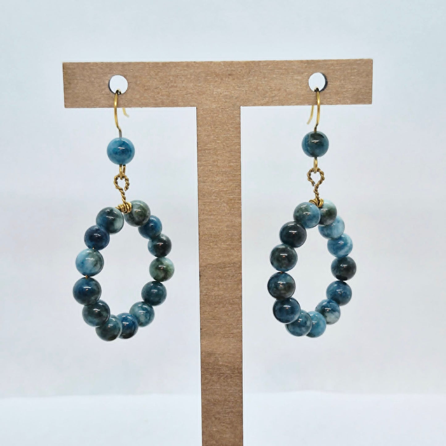 Natural Apatite Dangle Earrings in Stainless Steel Gold Plated