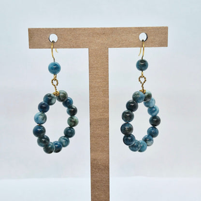 Natural Apatite Dangle Earrings in Stainless Steel Gold Plated