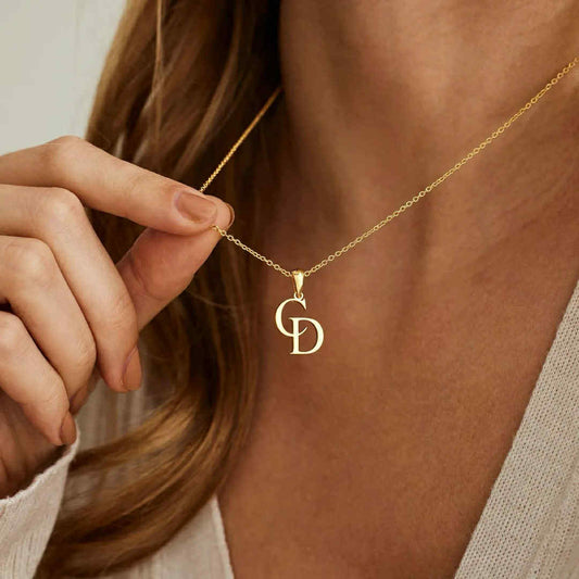 Customise your own - Two Initial Pendant In Stainless Steel with Chain Necklace