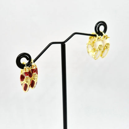 Enamel Hoop Earrings in Gold Plated Stainless Steel